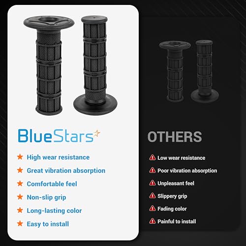 Image of BlueStars 7 /8 inch Motorcycle Handlebar Grips 22mm Left 24mm Right, Twist Throttle Grip, Universal Replacement for Honda Yamaha Taotao Suzuki Kawasaki Dirt Bike ATV Quad, Non-Slip Rubber, 1 Pair