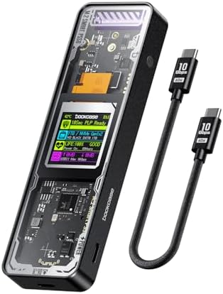 DOCKCASE Explorer Edition M.2 NVMe SSD Enclosure,Support 10s PLP Prevents Write Data Loss,USB 3.2 Gen 2 Type-C (10 Gbps), fits NVMe PCIe/SATA NGFF Size 2230/2242/2260/2280,Support M-Key B+M Key UASP…