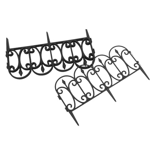 5er Set Gartenzaun Dekorativer Eleganter Zaun aus Wetterfestem Kunststoff, Zierzaun zum Stecken 23cm hoch, Schöner Dekozaun, Gesamtlänge 2,9m