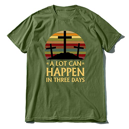 ENVMENST A Lot Can Happen in 3 Days Christian Easter Christians Bibles Unisex T-Shirt ArmyGreen