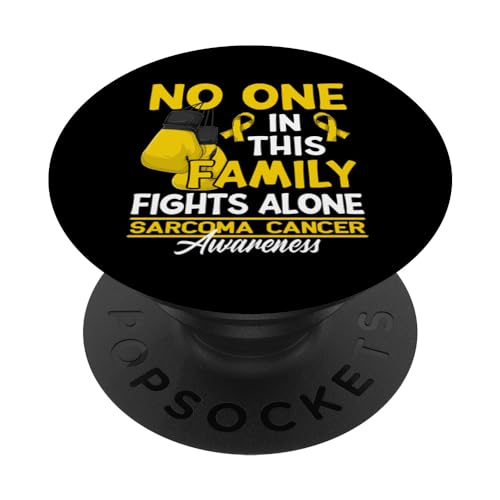 No One In This Family Fights Alone I Sarcoma Cancer PopSockets Swappable PopGrip, Black