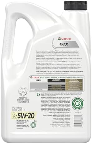 Castrol GTX Conventional 5W-20 Motor Oil, 5 Litres | Made in Canada - 1