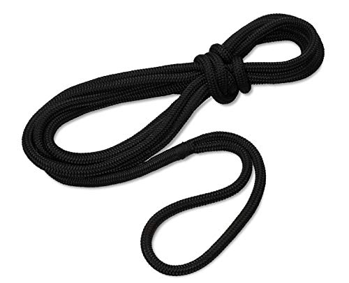 Seilflechter - Festmacher 12mm Ø, 8m Länge, 40 cm Auge gespleißt & getakelt, Taifun Festmacherleine fürs Boot in Schwarz, 2500 daN