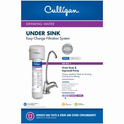 Culligan US-EZ-1 EZ-Change Undersink Drinking Water Filtration System with Dedicated Faucet, Basic 3,000 Gallon Filter Included