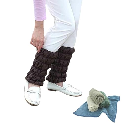 レッグウォーマー 岩盤浴 足 足首 冷え 寒さ 防寒 むくみ 対策 便利 グッズ オーラ繊維 ぽかぽか 血行 促進 お出かけ スポーツ デスク ワーク 立ち仕事 ふくらはぎ ウォーマー 蓄熱 繰り返し 使える 冬物 オーラ岩盤 足首ウォーマー 極 レギュラー 日本製 お掃除クロス付 (ブラウン（お掃除クロス付）, 幅11×長さ27cm)のサムネイル