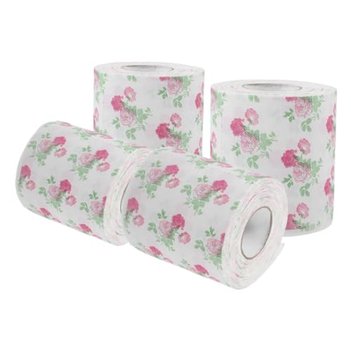 Papel higiénico floral Anneome con diseño decorativo para baño y eventos 4 rollos