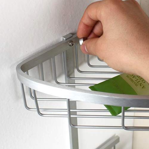 Estante de ducha de bañ o sin ó xido con cesta triangular de aluminio espacial 3
