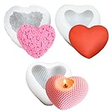 LIUYIDM 3 Stück Silikonformen Gießformen Herz Kerzenformen zum Gießen Silikon Herz DIY Gießform...