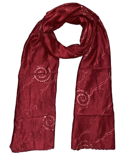 Image of LKC WOMEN'S SEQUENCE EMBROIDERED SELFDESIGN SOFT COTTON CHANDERI DUPATTA