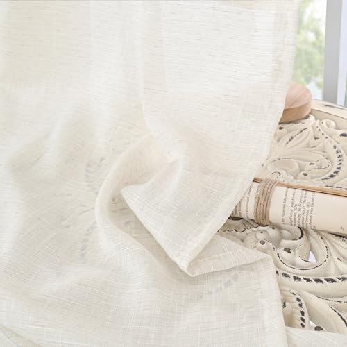 Image of BGment Extra Long 108 Inch Length Curtains for Living Room Windows, Linen Drapes Rustic Country Textured for Farmhouse Bedroom Decor Lightweight Rod Pocket, 2 Panels Set, Each 52 Inch Wide