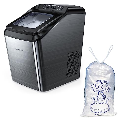 Freezimer 33Lbs Ice Makers Countertop | Ice Bags 8 Ib(50Count)