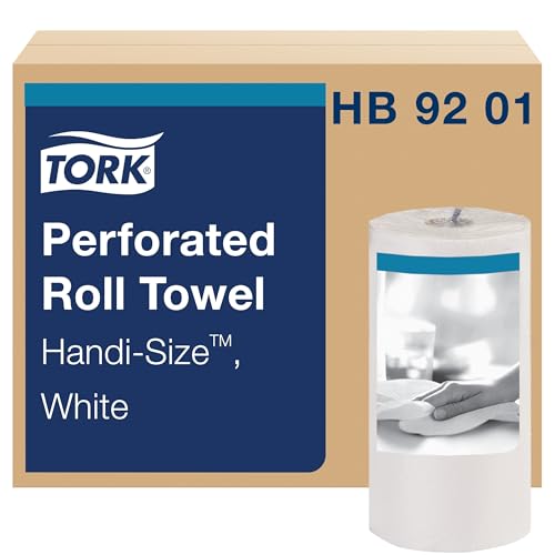 Tork Handi-Size Perforated Roll Towel White, Certified Compostable, 30 x 120 Towels, HB9201