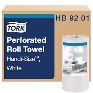 Tork Handi-Size Perforated Roll Towel White, Certified Compostable, 30 x 120 Towels, HB9201