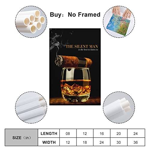 Fbroceh Cigar Whiskey Inspirational Quotes Poster The Silent Man Poster Decorative Painting Canvas Wall Art Living Room Posters Bedroom Painting 12x18inch(30x45cm) - Image 2