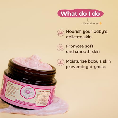 Image of ROOT and SOIL - Pink Lotus & Coconut milk Face cream for Babies | Luxurious Blend of Mango Butter & Pink Lotus Water | Light weight Non greasy formula | 45 grams (3+ months to 8 years)