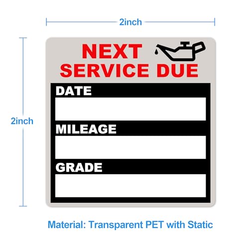 Image of for Oil Change Sticker Static Cling, Clear Stickers 120 Pcs 2 inchx 2 inch Next Service Due Sticker for Windshield, Easy to Peel with No Residue for Car Auto Vehicle Window (Red11)