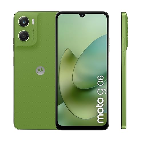 moto g06 12GB (4GB+8GB RAM Boost)/64GB color PANTONE TENDRIL, Gran pantalla 6.88″ con sonido Dolby Atmos, Sistema de cámara con IA de 50 MP, Protección contra el agua IP64, Batería de 5100 mAh