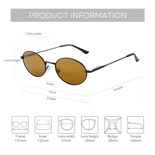 Image of ZENOTTIC Oval Retro Sunglasses for Women Men UV400 Polarized Glasses Unisex Vintage Style Classic Shades