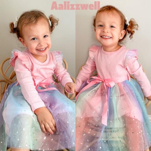 Toddler Girl Long Sleeve Tulle Dress 1-5 Years2
