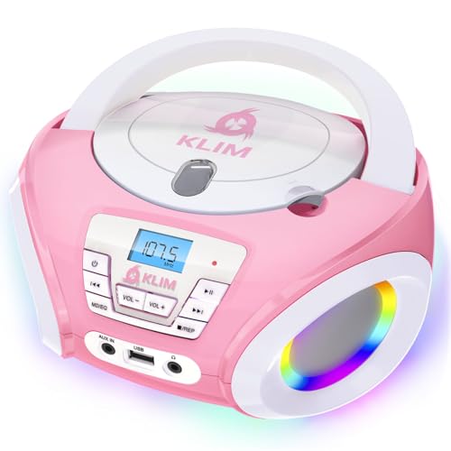 KLIM Candy Kids CD Player f&uuml;r Kinder - NEU - UKW-Radio - Inklusive Batterien - Rosa - Boombox tragbar - CD Spieler Kinder- mit Lautsprechern, Kleinkinder (Rose)