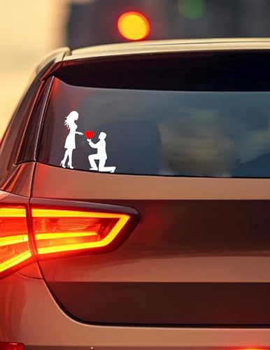 Image of Proposal Love Car Vinyl Sticker - Single Knee Down Romantic Design for Car Door, Body & Rear Windshield - Personality Car Decal 6 inch