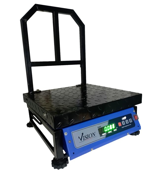Vision Weight Capacity 400kg x 50g Accuracy, Movable, Chargeable Digital Weighing Machine/Electronic Weighing Scale, Heavy-Duty Mild steel Chequered Pan size 16x16" (400x400mm)-image-12