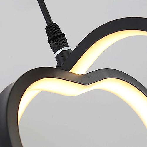 Plafonnier géométrique coeur en métal noir avec source LED 18W haut de gamme