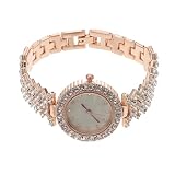 USHOBE Reloj de Mujer Elegante Pulsera de Aleación y Gemas Decorativos, Práctico y Fácil de Ajustar para Salidas y Reuniones