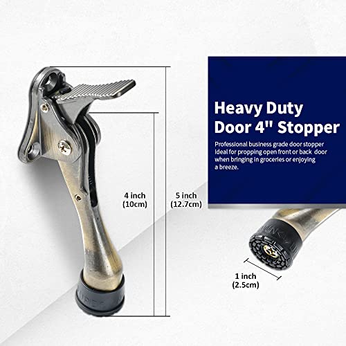 Home&I One Touch Easy Pedal Door Stop Stopper Height Adjustable Kick Down Door Stop With Rubber Tip Spring Lever Screw Type (Antique Bronze) #TOP4