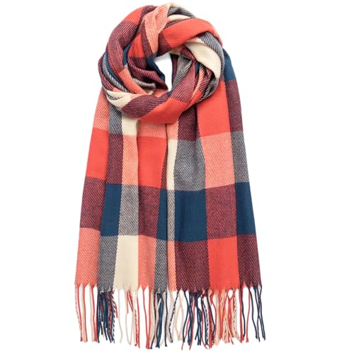Chalier Fashion - Écharpe Femme Carreaux Foulard Châle Douce d'Hiver Femme Chaude Longue Écharpe Motif à Carreuaux Vintage Multicolore - -20%