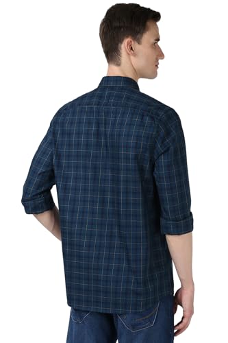 Image of Peter England Men Cotton Premium Checkered Full Sleeve Slim Fit Casual Shirt