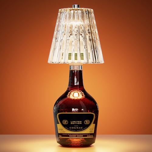 ONLYWIN Wireless Bottle Lamp USB Rechargeable with Crystal Lampshade, 3-Color