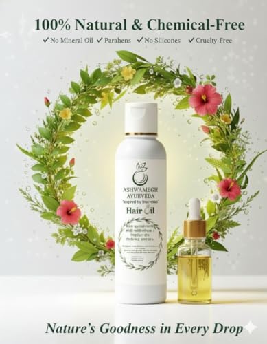 Image of Ashwamegh Ayurvedic Hair Oil for Hair Fall Control & Hair Growth | Bhringraj, Ashwagandha & amlaa 9 Herbs | Natural Hair Oil for Men & Women | Anti Hairfall | 100ml