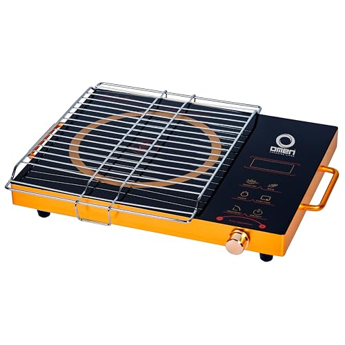 Omen Changing Lives Infrared Radiant Induction Cooktop With Grill Stand| 2000 Watt|Touch Panel|Quick Heating|Time Control Function|Over Heating Protection Cooker Suitable All Type Of Utensils