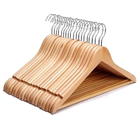 BARGAIN FACTORY Wooden Coat Hangers with Rotatable Hook Cover