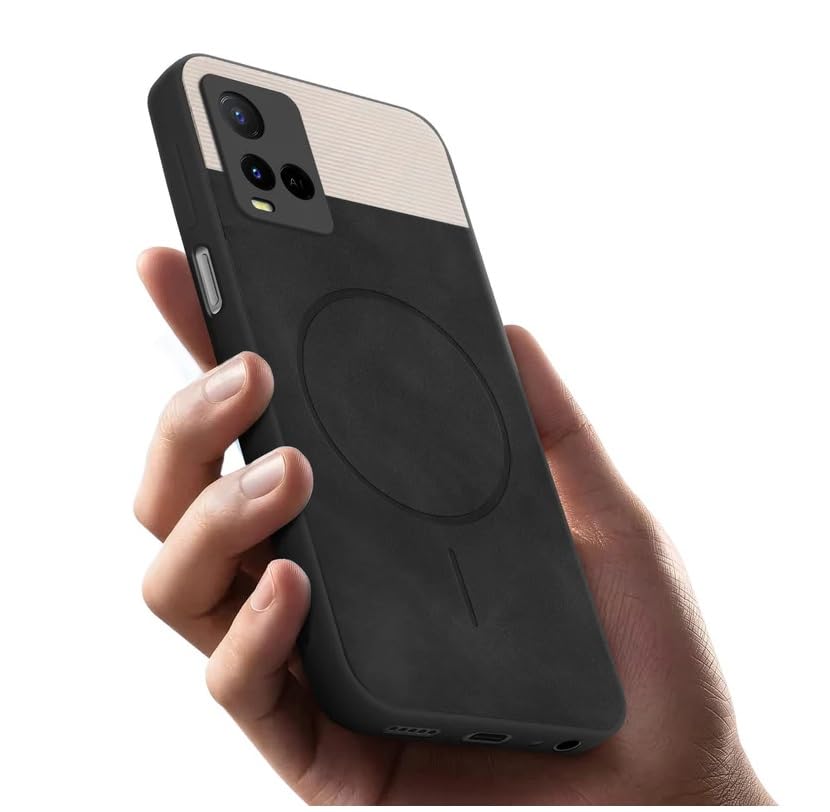 Image of Bintage CASE Mac Safe Design Hard Light Weight Back Case | Soft Border Camera Protect | Dual PU Leather Finish Back Cover Compatible for Vivo Y21e / Vivo Y21A - White & Black