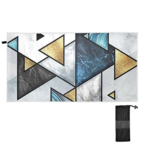 Yasala Sand Free Beach Towel Marble Geometric Triangle Oversize Soft Bath Towel Quick Dry Lightweight Hiking Camping Compact Towel 31" × 71" #TOP3