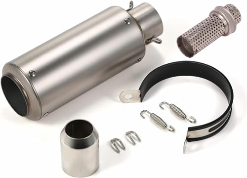 Willthinleye スリップオンマフラー 汎用 バイクサイレンサー Φ38mm 〜 50.8mm ステンレス バイク マフラー オートバイ サイレンサー 排気パイプ チタンカラー