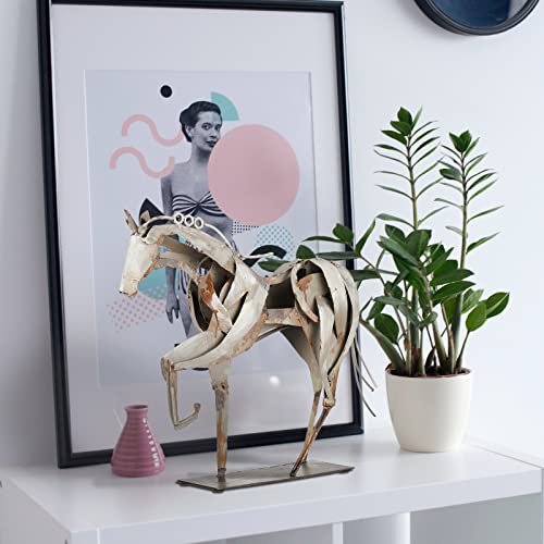Sunblogs Art Handmade Metal Horse Statue Decor - 100% Handcrafted & Hand-Painted Sculpture, Unique Rustic Figurine For Home, Office, Desk Decoration (White) #TOP2