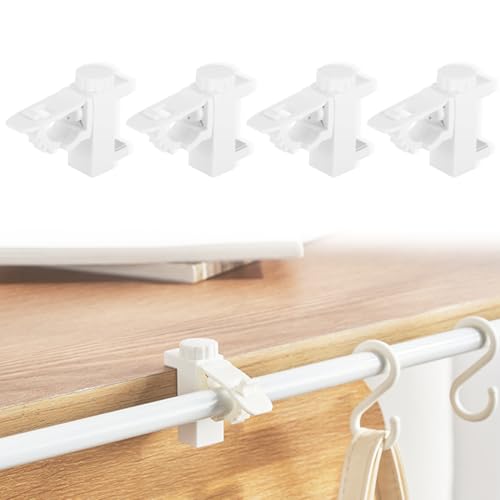 JYNXOR 4 pcs Support de Support de Pince Porte Rideaux, Support De Pince Porte-Rideaux, Support Tringle Rideaux Réglables Supports pour Tringles à Rideau Support Fixation Tringle Rideau, Pour Chambre