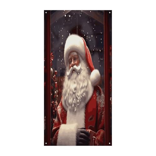 Toile de fond suspendue Noël 90x180 anti-pluie pour porte entrée
