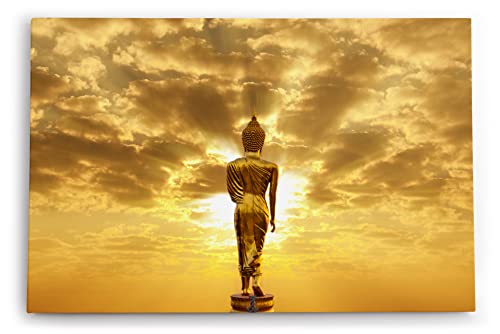 Paul Sinus Wandbild 120x80cm Buddha an Sonnenlicht Sonne Himmel Harmonie Buddhismus