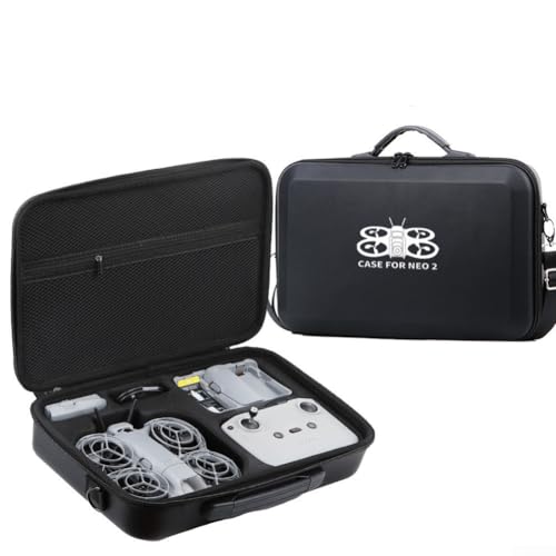 Tasche für DJI NEO 2, Tragbare PU Leder Portable Travel Hülle Tragetasche für DJI NEO 2 Zubehör mit RC Controller & anderem Zubehör(Schwarz)