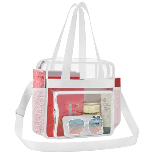 Image of Busiuw Clear Bag for Stadium Events, Stadium Approved 12x12x6 Clear Tote Bag for Sport Fan, Work Concert Travel