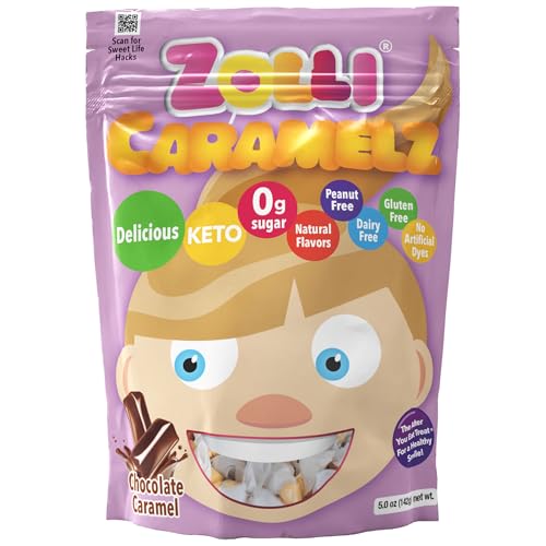 Zollipops Sugar-Free Chocolate Caramelz, Teeth-Friendly Low Calorie Candy, Keto & Diabetic Friendly, Gluten-Free, Kosher, 5oz Bag