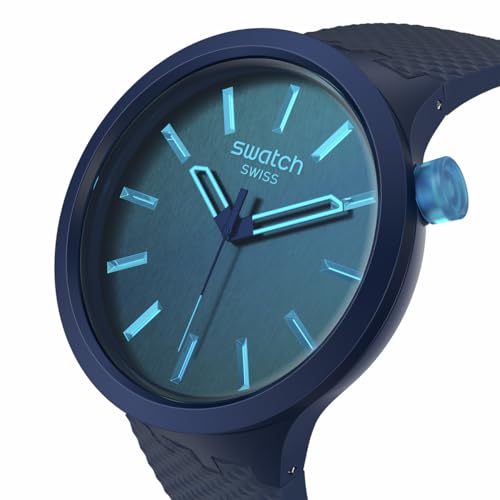 Image of Swatch Unisex Casual Blue Analog Watch Bio-Sourced Material Quartz Indigo Glow