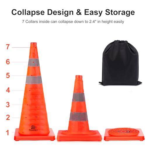 Roadhero SAFETY-F28-2 28 Inch 2 Pack Collapsible Traffic Safety Cones thumb #4
