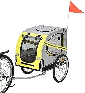 Remolque de Bicicleta para Perro Plegable Remolque de Bicicleta de Tela Oxford con Reflectores, aprox. 73 × 90 × 137 cm, carga máx. 40 kg, 4 colores a elegir (amarillo)