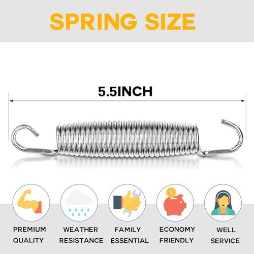 ZhenT Trampoline Springs 5.5 Inch Heavy Duty Galvanized 60Si2Mn Trampoline Replacement Parts Accessories with Tool,Suitable for Skywalker, JumpKing, Upperbounce, Skybound,20 Pcs Pack - Thumbnail 2