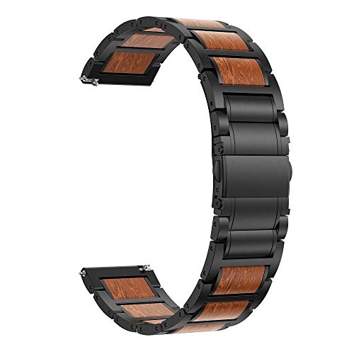 Sangle de Sport pour Samsung Gear S3, bracelet robuste et élégant en acier inoxydable et bois